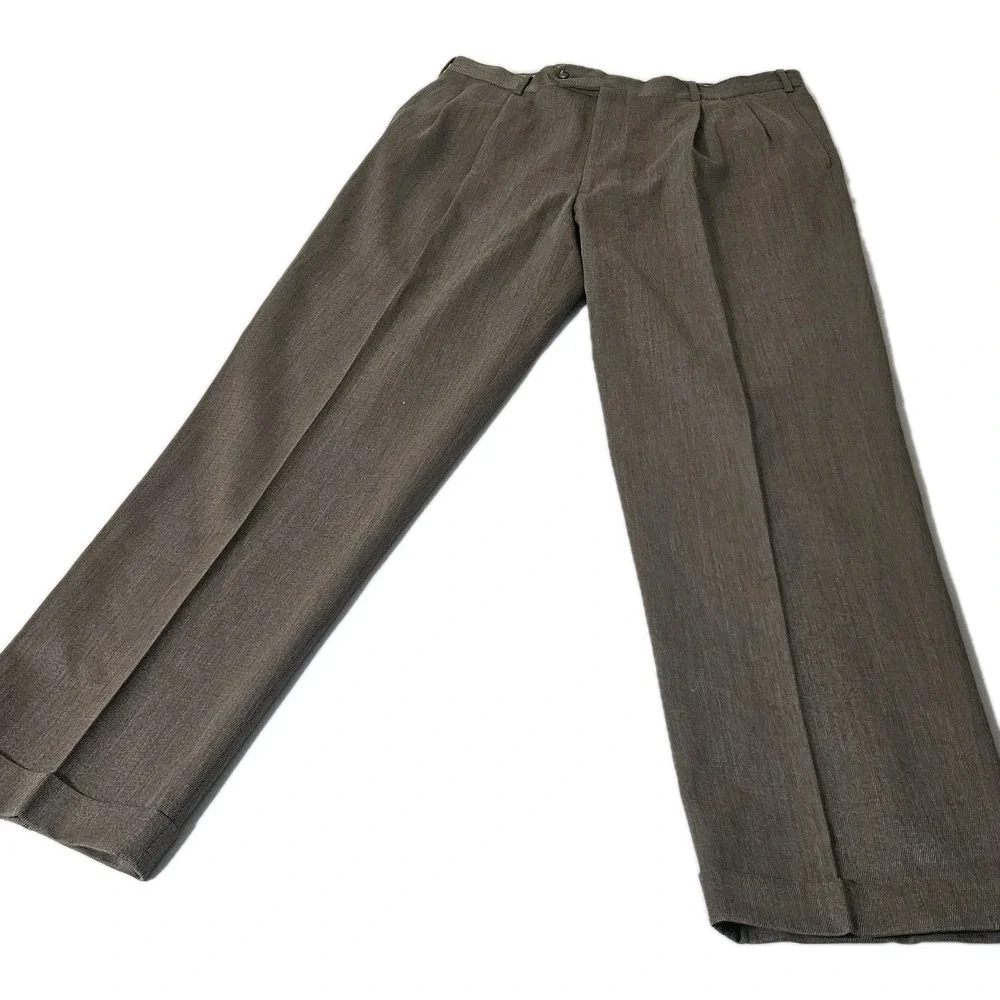 Brooks Brothers Dress Pants Mens 38x33 346 Pleated Cuffed 100% Worsted Wool EUC